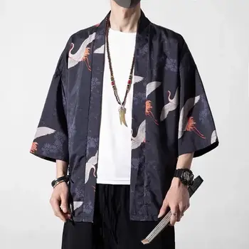 Kimono Moških Japonski Kimono Tradicionalni Moški Kimono Jopico Moških Tanke Harajuku Ulične Samurai Kostum Yukata Moški Haori Obi