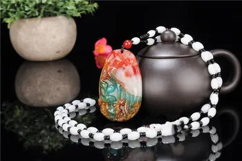 Naravne Barve Hetian Jade Kamen Phoenix Obesek Kitajski Jadeit Nakit Modni Čar Reiki Amulet Ročno Izrezljane Darila za Ženske