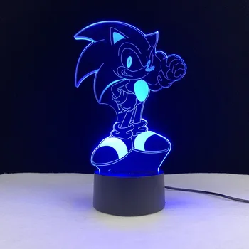 Sonic 3D Cartoon Dotik Lučka Oddaljeno Bazo Noč Svetlobe, Barv Bulbing Senzorja za Razsvetljavo Doma Spalnica Dekor Baby Otroci Prisotni Lamparas