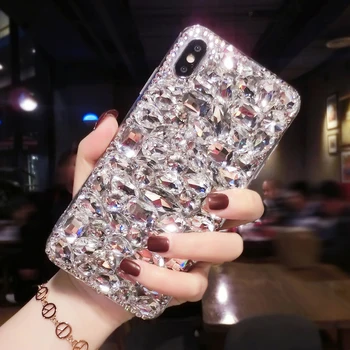 Luksuzni Jewelled Kristalno Diamond Obesek Za iPhone 6 7 8 Plus 11 12 Pro X XR Xs Max Pokrovček Za Samsung S 10 Opomba 9 20 Ultra primerih