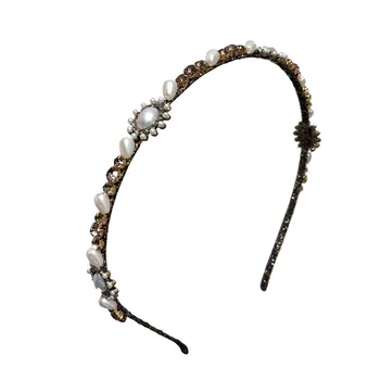 Novo Fashoin Nosorogovo Hairbands Elegantno Kvadratnih Kristalno Pearl Trakovi Plošče Za Ženske, Dekleta Tanke Lase Hoop Dodatki Za Lase