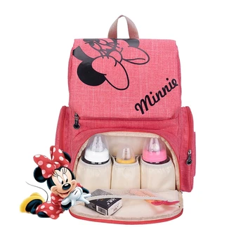 Disney moda, potovanja, mati in otrok nahrbtnik z veliko kapaciteto, multi-funkcijske comfortble vrečko Minnie Mouse Mamica vrečko