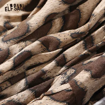 ELFSACK Leopard Visoko ELastuc Pasu Priložnostne Ženske Nezakonitih Midi Krila,2020 Zimske ELF Letnik,korejski Seksi Dame Dnevno Dnu