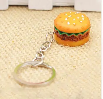 30pcs simulacije hamburger Ključnih Verige ustvarjalne Obesek Vrečko Čar Dodatki, ročno smolo hrane Avto Ključ Obroč Lepo Keychain