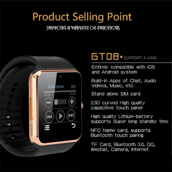 GT08 pametno gledati nepremočljiva srčnega utripa, krvnega tlaka, več šport način smartwatch ženske nosljivi watch moških smart cloc