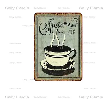 Vintage cafe kovinski znak kave kositrne plošče slikarstvo retro železa sliko dekoracijo sten
