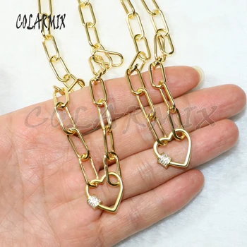 5strands srce vijakov ogrlica moda ohraniti barvo big povezavo verige ogrlica kubičnih cirkon zaponko obeski pribor za ženske 50250