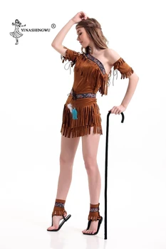 Cosplay Kostum Halloween Indijski Plemenski Ples Obleka Ženske Avtohtone Indijance Princess Plemena Stopnji Uspešnosti Tassel Dekle Kostum