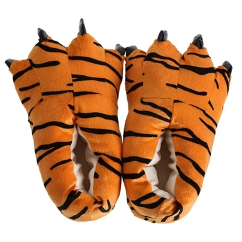 Unisex kombinaciji živali Mokomoko toplo natikači soba čevlji puhasto mehko dno zimski sobi nositi čevlje (tiger ročaj, L)
