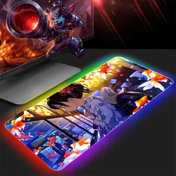 Mouse Pad RGB Osvetlitev Barvni LED Računalnik Gamer Prenosnik Desk Mat anime živo