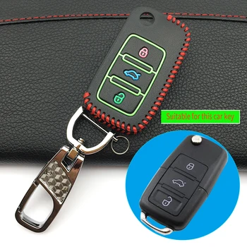 Usnjena torbica avto ključ kritje za Volkswagen VW Jetta MK6 Tiguan Passat, Golf 4 5 6 POLO cc bora za Skoda avto ključ primeru lupini