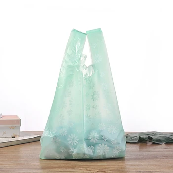 100 kozarcev Prenosni Daisy Torbe, Nakupovalne torbe Supermarket Rojstni Plastične Vrečke Z Ročajem Pakiranje Hrane Plastičnih nosilnih Vrečk