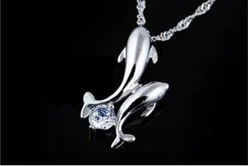 Nov prihod moda dolphin živali 925 sterling srebro ženske obesek ogrlice nakit trgovini padec ladijskega prometa