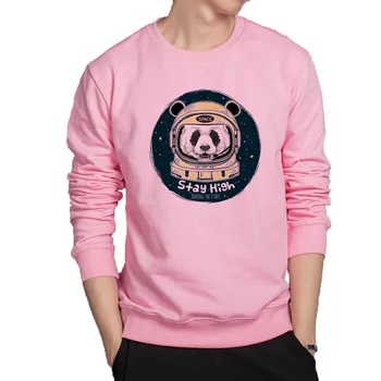 Panda astronavt hoodies nov prihod moda ulične kakovosten bombaž outwear kul hoodie moških lep majica kul vrhovi