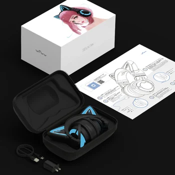 Yowu 2020 NOVO luštna 3D mačka slušalke brezžične APLIKACIJE za nadzor RGB osvetlitev z HD Micphone mačka casco dekle slušalke, Darilo za punco