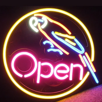 Po meri LED Odprite Ptica Papiga Neon Znak Svetlobe Flex Neon Ročno Pivo Bar Trgovina Logotip Objave Trgovina Klub, nočni klub