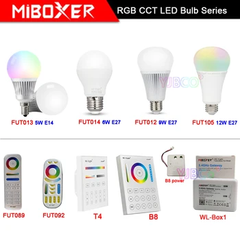 Miboxer 5W 6W 9W 12W E14 E27 RGB SCT Smart led Luči Blub lučka FUT092/FUT089/T4/B8, 2.4 G Daljinski FUT013/FUT014/FUT012/FUT105