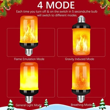4Pcs E27 Plamen, Žarnica Svetilka 85-265V LED Dinamični Ogenj Učinek Utripanja Noč Svetlobe Ustvarjalno Posnemanje Vrt Dekor Lučka