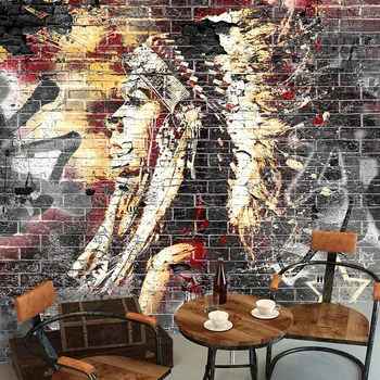 Ozadje po meri Freske 3D Grafiti Umetnost Lesa Zrn Zid Zidana Retro Značilno, Cafe, Restavracija Steno Pokrivna Ozadje