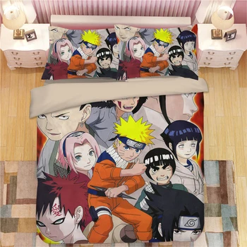 3D, Anime Naruto Tiskanja Posteljnina Nabor Rjuhe Prevleke Pillowcases Enem Kosu Tolažnik Posteljnina Določa Bedclothes Posteljno Perilo 06