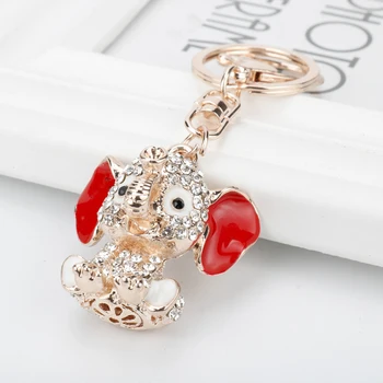 Dongsheng Nove Rdeče Luštna Slona Keychains Kristalno Key Ring Torbico Vrečko Nosorogovo Keyring čar Obesek -50