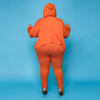 Plus Velikost Ženske Oblačila Dva Kosa iz 4xl 5xl Bluzo in Hlače, Oranžna Vzročno 2020 Novo Jeseni Jeseni Oblačila Ujemajoče Niz Oversize