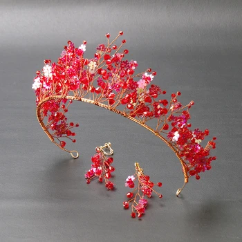HIMSTORY Novih Modelov Ročno Red Crystal Poročne Hairband Plezati cvet Poroko Jutranje Krono Novo Leto Lase Pribor Nakit