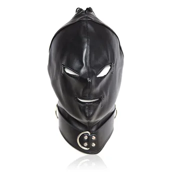 Usnje ropstva kapuco maska bdsm Pokrivala z zadrgo nastavljiv cosplay spola igrače, bdsm kapuco igre za odrasle sex igrače za pare