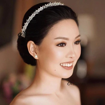 Elegantno nevesta CZ pribor za lase ženske luksuzni kristalno krono poroko glavo headdress poročni dodatki za lase