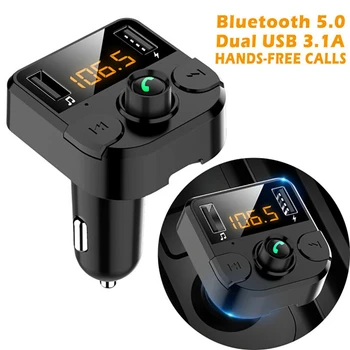 Brezžični Avto Polnilec Fm Oddajnik LCD-Avto Mp3 Player Adapter za Prostoročno Dvojna Vrata USB Polnilnik Bluetooth Prejemanje avtokompleti
