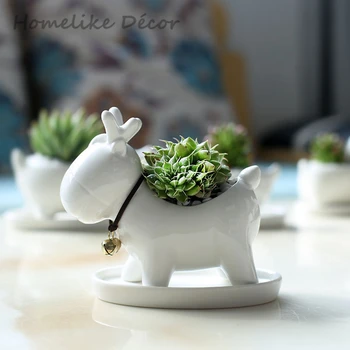 1 Jelenov oblikovan keramična vaza Mini cvetlični lonček iz porcelana z pladenj Živali, rastlin pot za Namizne računalnike, Dom Vrt dekoracijo