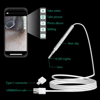KERUI 480P Otoscope HD 3.9 mm USB IP67 Nepremočljiva Endoskop Fotoaparat Uho Čistilo Borescope Za PC, MAC os Android Telefon