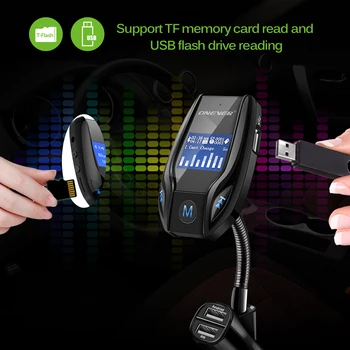 Onever Vrtljiv Bluetooth Car Kit, FM Oddajnik FM modulator Avto MP3 Player Modulator s 3.1 3-USB Avto Polnilec za Radijsko Kompleti