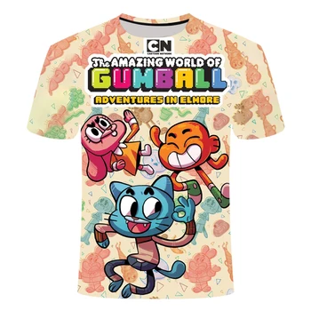 Gumball neverjetno svetu t shirt Gumball vzorec 3D natisnjeni t-shirt je super ulične graphic T-shirt za moške prevelik T-shirt