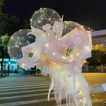 2Pcs Plastičnih Bobo Balon Stojalo LED Baloni Dekor Z Baterijo Luči za Sijaj Stranka, Poroka, Rojstni dan Baby Tuš Božič