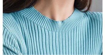 Moda sueter mujer invierno 2019 ženske dolg rokav Dno toplo modro kintted puloverji pulover zimski pulover ženske 5035 60