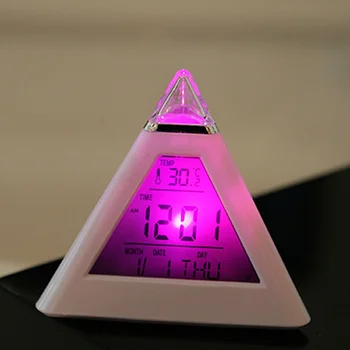 LED, Digitalna Ura, Piramidne Oblike Spreminjanje Barvne Temperature Datum, Prikaz Časa Za Dom E2S