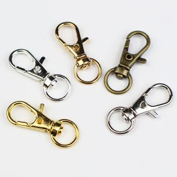10pcs/veliko Zlata / Srebrna-barva Split Key Ring Keychain Vrtljivi Jastog Zaponko Keychain Priključek DIY obeskov, Izdelava Ugotovitve