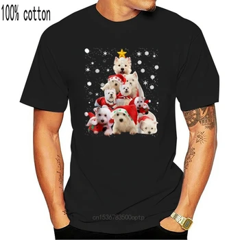 Westie Božično Drevo Božič Darilo Za Westie Psa T-Shirt Neverjetno Kratek Rokav Edinstveno Priložnostne Kratek Rokav Vrhovi
