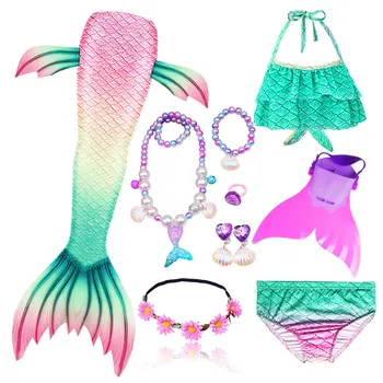 Dekleta, Plavanje morska deklica Rep Cosplay morska deklica Kostum Kopalke Z ali Brez Monofin Fin Flipper Otroci Swimmable Otroci Kopalke Set
