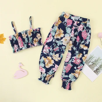 Original Zebra ne pozabite, malo dekleta poletje oblačila sklop malčka dekleta cvjetnim tiskanje camisole+hlače dvodelni kostum, obleke