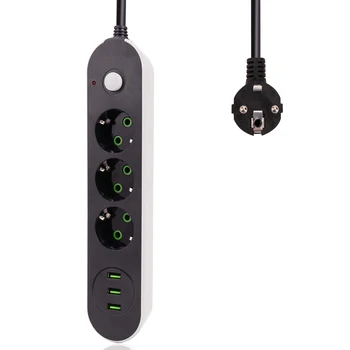 3 USB Multi-port Polnjenje Vtičnico 3 Priključite Napajalni Trakovi Stikalo 5M/2M /1.4 M Kabel EU Vtičnice, ki je Primerna za EU Vtič v Električno Vtičnico