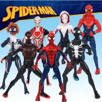 18 cm Spiderman figuric Spider Woman Gwen Stacy Strup Črne Spider-man Milj Morales Model Igrače za Otroke