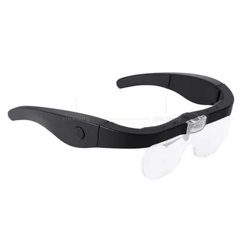 Polnjenje Kozarcev Glavo 2 LED Magnifier za Vezenje Za 1,5 X 2,5 X 3,5 X 5X Povečevalno Steklo Očal Loupe USB Lupe