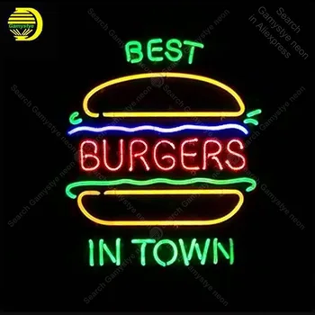 NEON ZNAK Za Najboljši Burger V Mestu zaslon Neonske svetilke Pravi STEKLENI Cevi Okrasite Sobi Doma Oglaševanje po meri, neon, luči s odbor