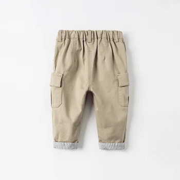 DBS16289 dave bella pomlad baby fantje moda risanka žepi hlače otrok celotno dolžino otroci hlače za malčke malčka hlače