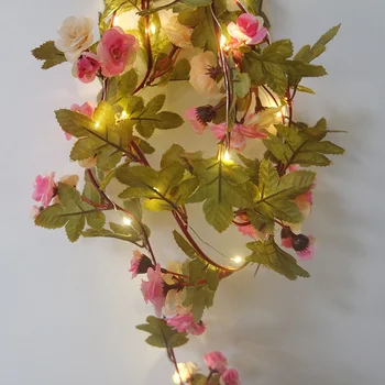 Lep rose cvet garland z Bakrom LED pravljice niz za svetlobo,2,5 M 30 niz led lučka za baterije AA, cvetlični led trak svetlobe