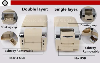 Za Toyota fj cruiser armrest box USB Polnjenje povečujejo Dvojno plast centralno Shranjevanje vsebine držalo pepelnik, pribor