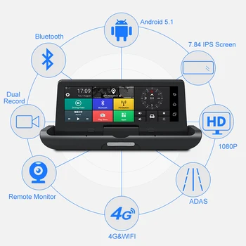 Maiyue star Android 4G Dash cam WiFi ADAS fotoaparat, Full HD 1080P dvojno objektiv samodejno vožnjo diktafon GPS navigator parkiranje zaslon