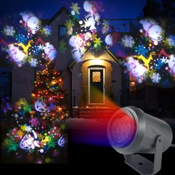 16 Vzorcev Novo Leto LED Laser Projektor Luči Božič Snežinka Elk Projekcija Lučka Disco Fazi Luč Za Stranke, KTV Palice